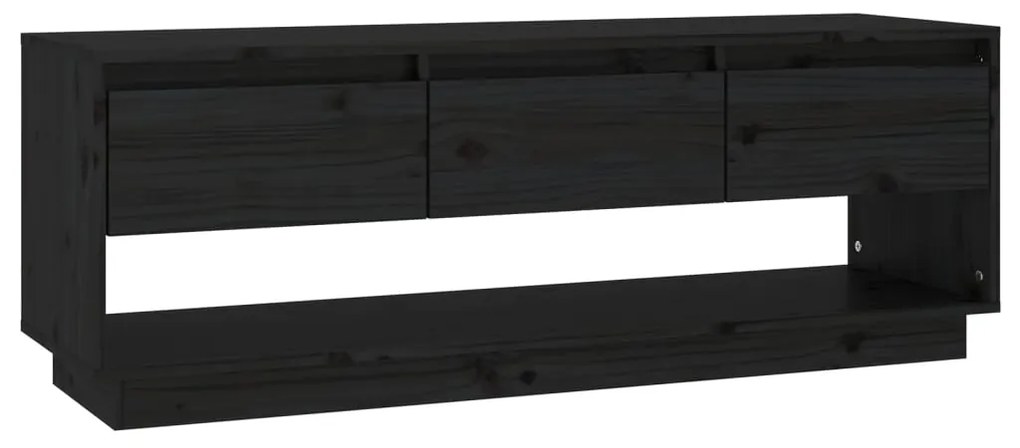 vidaXL Tv-meubel 110,5x34x40 cm massief grenenhout zwart