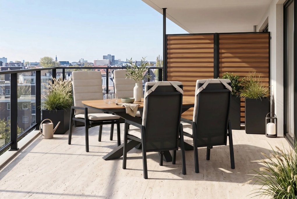 Tuinset 4 personen 180 cm Aluminium Grijs Lifestyle Garden Furniture Vivaro/Camila