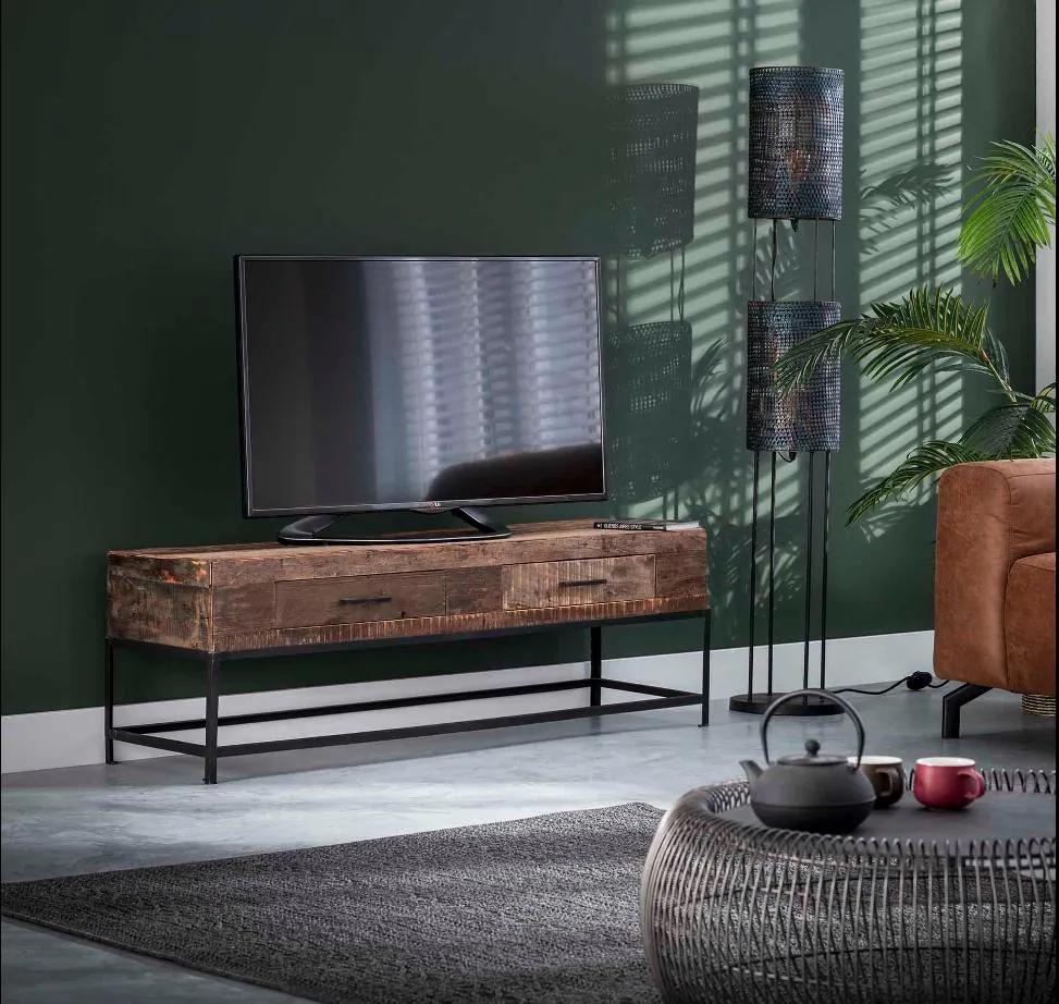 Livin24 | Tv-meubel Boris breedte 135 cm x hoogte 46 cm bruin, zwart tv-meubels hout, metaal kasten meubels | NADUVI outlet