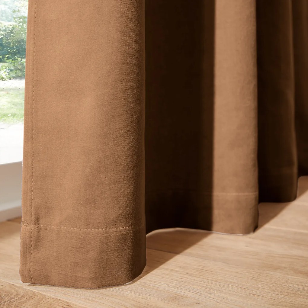 Gordijn in fluweel met aangerimpeld biesje, Velvet