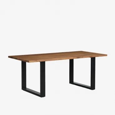 Rectangulaire Eettafel 200x100 Cm Van Acaciahout En Staal Milet Acacia Bruin - Sklum