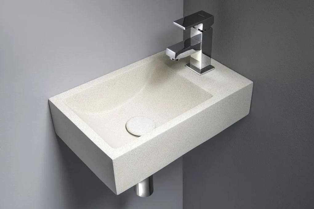 Fontana Crest toiletmeubel ribbelfront warm eiken 40x22cm met beige fontein rechts