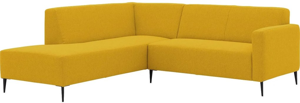 Goossens Key West geel, stof, 2-zits, modern design met ligelement links