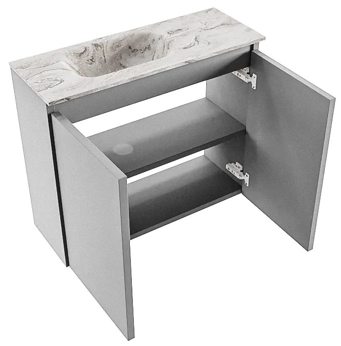 Mondiaz Ture DLux toiletmeubel 60cm plata met wastafel glace links met kraangat