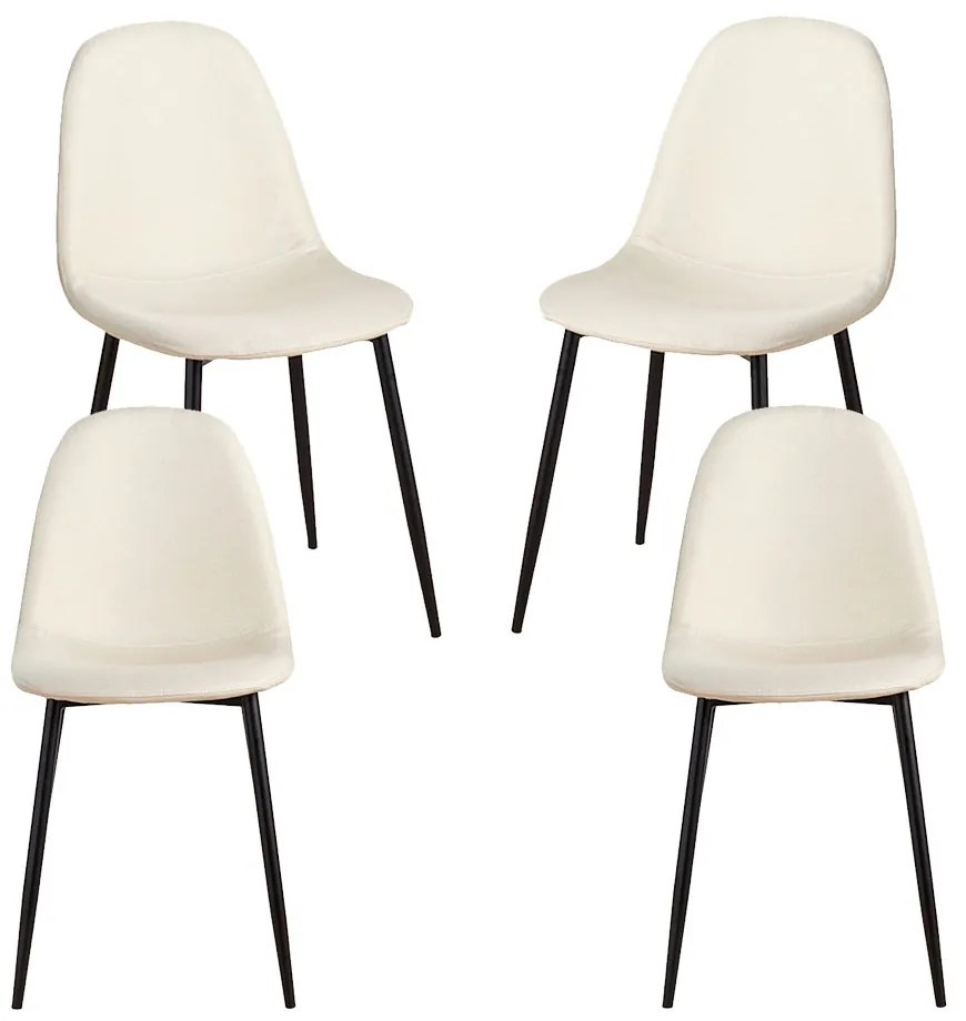 Set van 4 Zwarte Teok Stoffen Stoelen