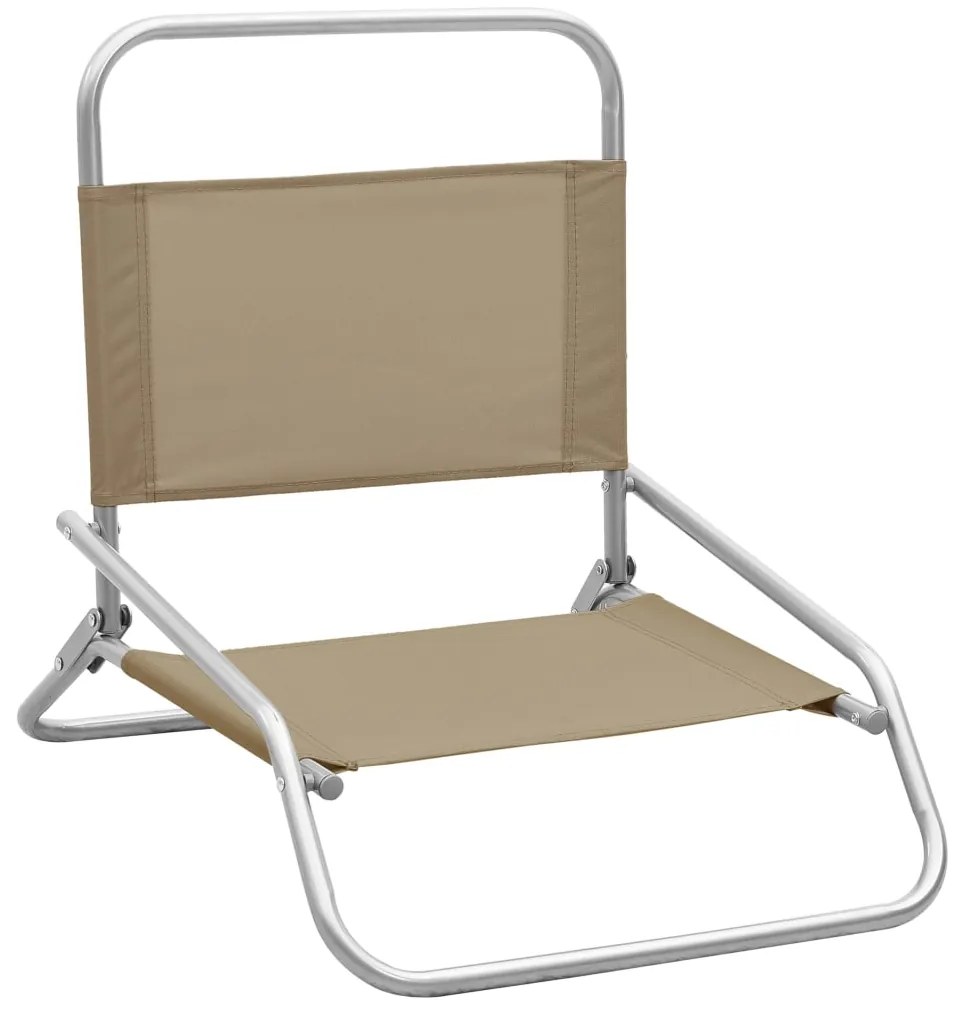 vidaXL Strandstoelen 2 st inklapbaar stof taupe