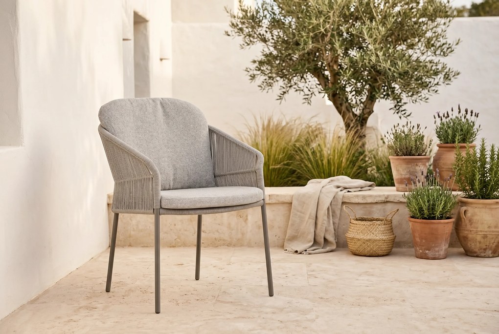 Tuinset Ronde Tuintafel 6 personen Rope Taupe 4 Seasons Outdoor Florence/Trino