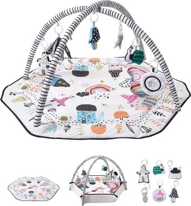 VEVOR Speelmat 1060x1060x555 mm, Activiteitenmat met 6 verwijderbare sensorische speeltjes, met opvouwbare zijkanten en zachte stof voor de ontwikkeling van sensorische en motorische vaardigheden