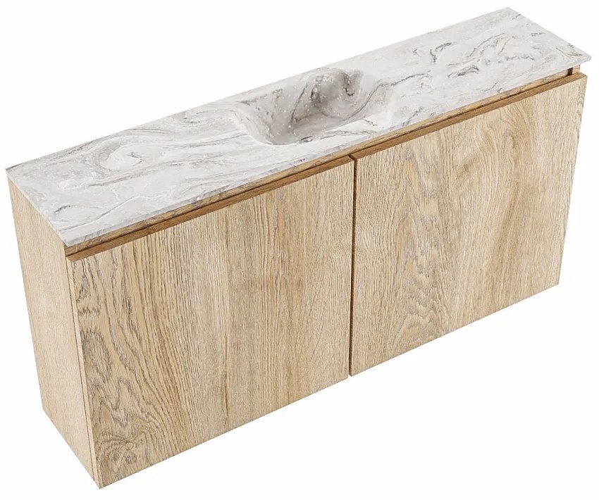 Mondiaz Ture DLux toiletmeubel 100cm washed oak met wastafel glace midden zonder kraangat