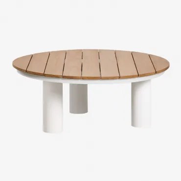 Ronde Tuintafel Ø80 Cm Van Teakhout En Aluminium Umeko Ø80 Cm - Sklum