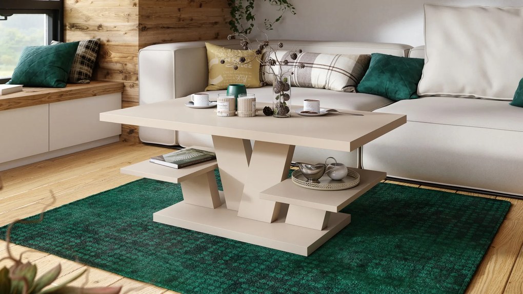 Mazzoni VIVA MAT Beige [Super Mat / Anti-fingerprint] - MODERNE SALONTAFEL MET PLANKEN KASJMIR