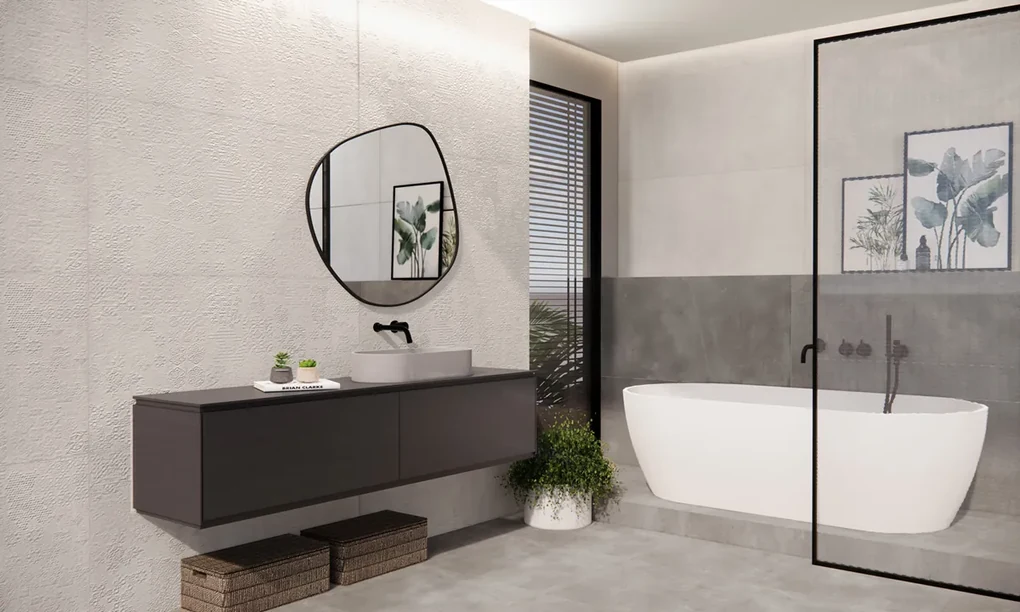 Jabo Beton Cire Bercy Nude wandtegel reliëf beige 60x120cm gerectificeerd