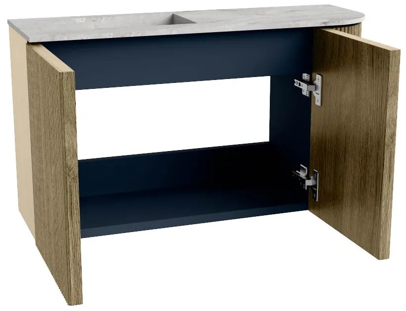 Mondiaz Joya DLux 70cm toiletmeubel ronding rechts dusk met wastafel faye links zonder kraangat glace