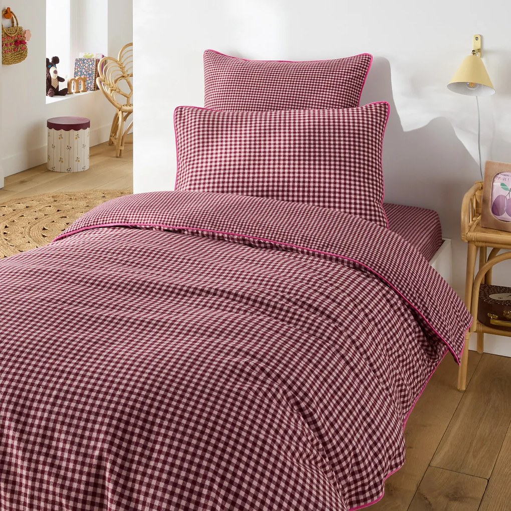 Kussensloop voor kinderbed, katoenen flanel, geruit, VICHY FLANELLE