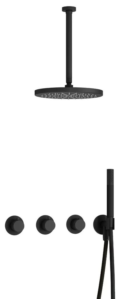 Hotbath Cobber IBS70 inbouwdouche met 30cm plafondbuis en 30cm hoofddouche zwart mat
