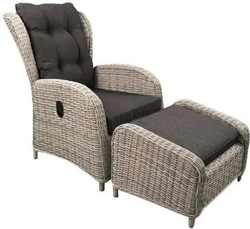 Gardolo Loungestoel met voetenbank verstelbaar Off White