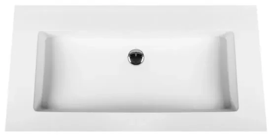 Sanigoods Maisy badmeubel ribbelfront 60cm walnoot met solid surface wastafel zonder kraangat wit mat