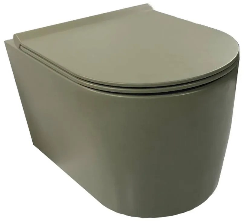 Salenzi Civita wandcloset toiletpot randloos mat legergroen 35x50cm