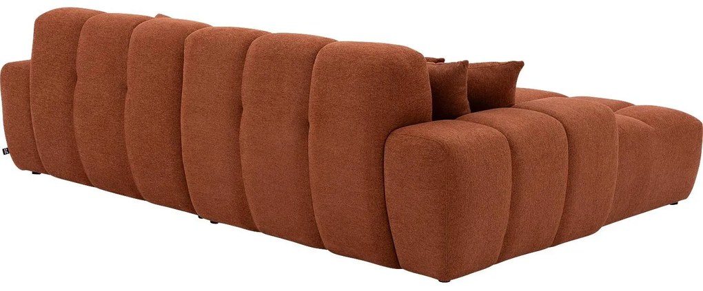 Goossens Excellent Bank Kubus bruin, stof, 1,5-zits, modern design met chaise longue links