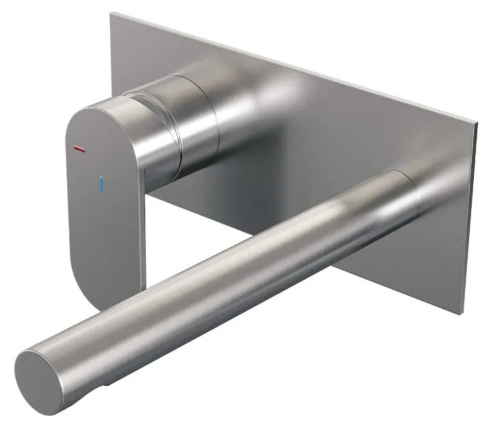 Brauer Brushed Edition ColdStart wastafelkraan inbouw rechte uitloop met achterplaat model C2 RVS geborsteld PVD
