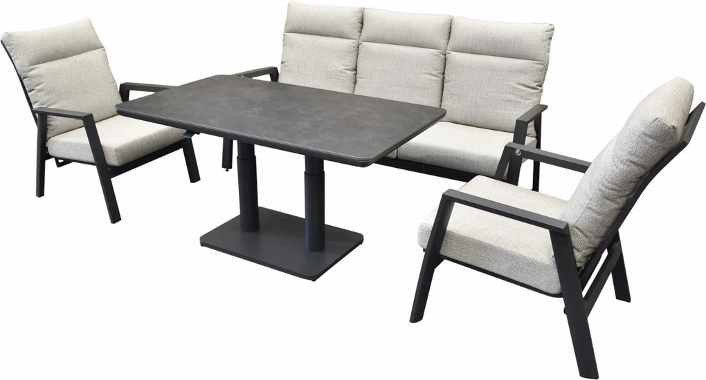Barolo Pacific stoel bank dining loungeset 4 delig verstelbaar antraciet