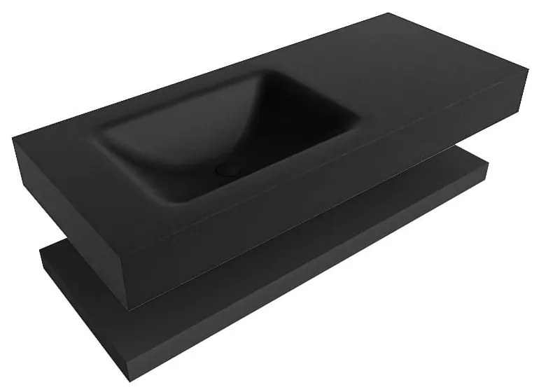Zaro Alan badmeubel 110cm met planchet urban en vrijhangende wastafel cloud links 1 kraangat urban