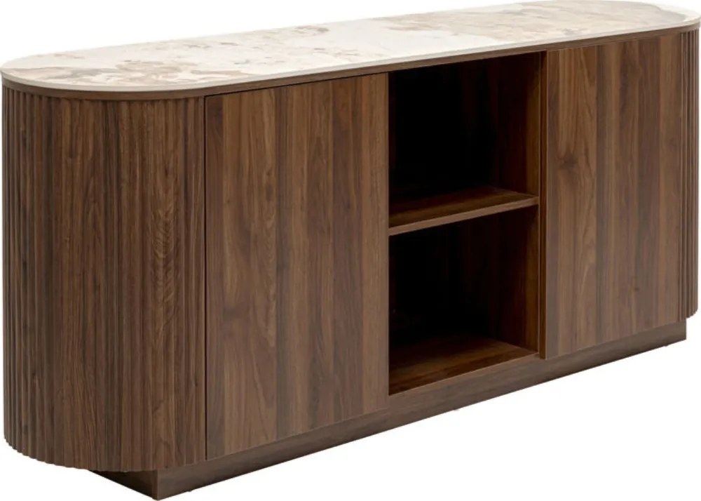 Hout Dressoir Met Marmer - 180x45x76cm.