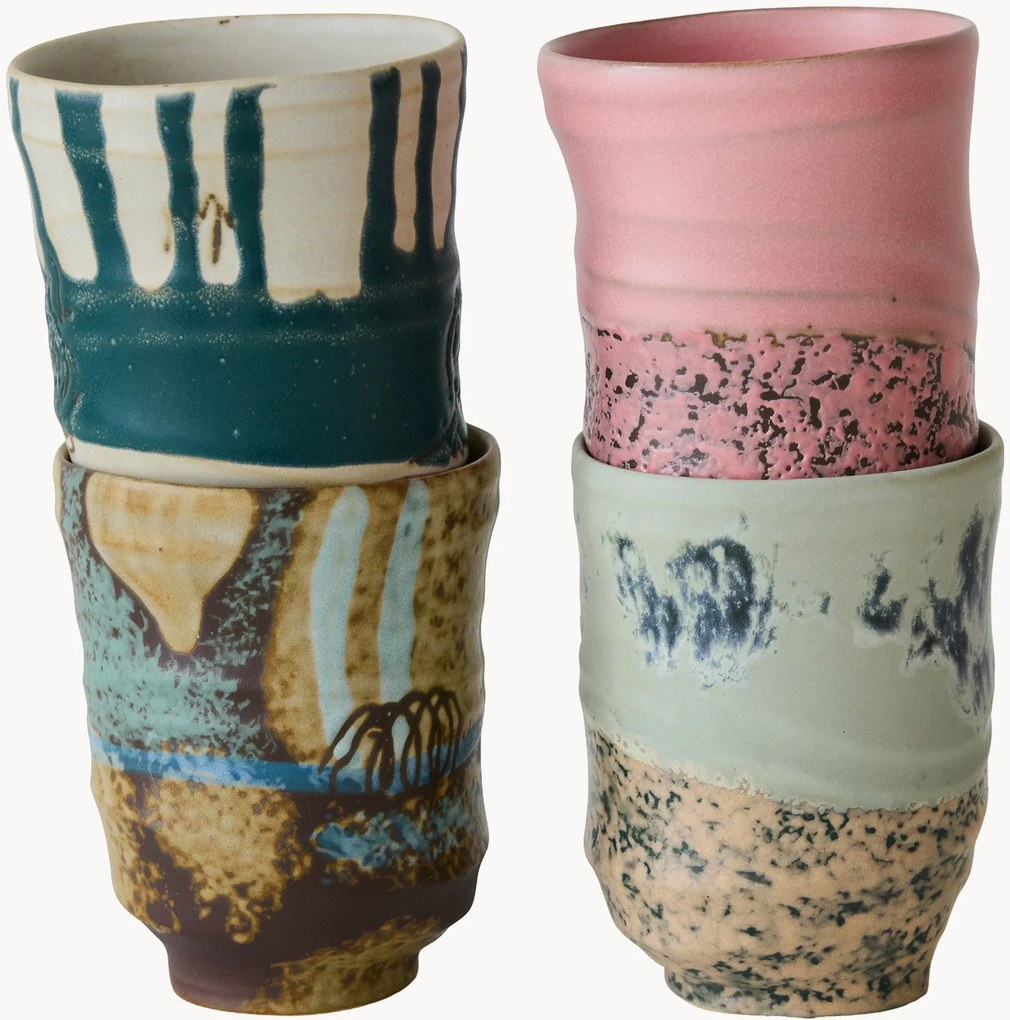 Handbeschilderde mokken Artist Ceramics, 4-delig