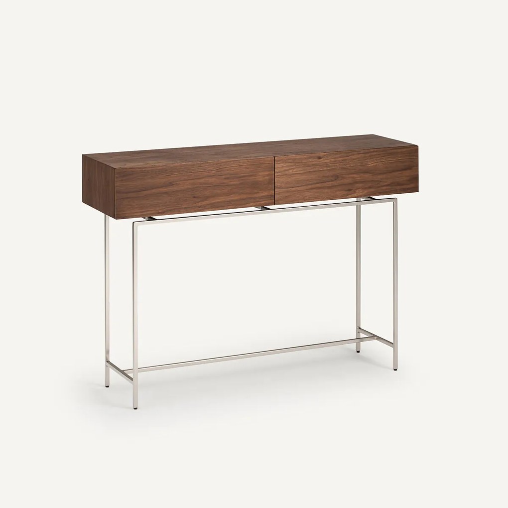 Console in notenhout, 2 lades, Oreko