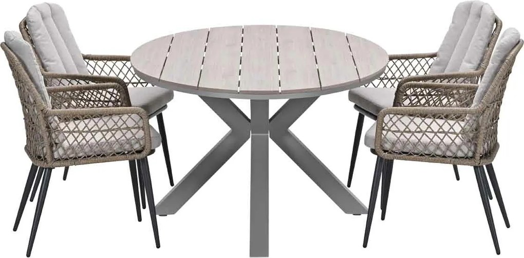Garden Impressions Kalibo tuinset 5-delig - Tulli tuintafel 180x115 cm - light teak vironwood