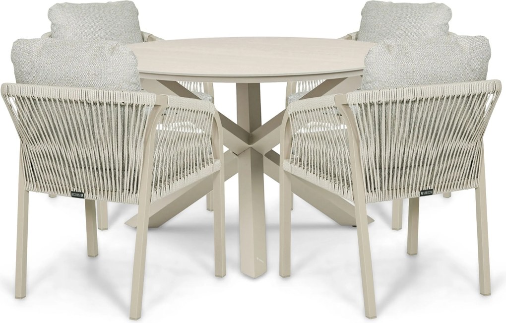Tuinset 4 personen 120 cm Rope Taupe Lifestyle Garden Furniture Biagio/Xento