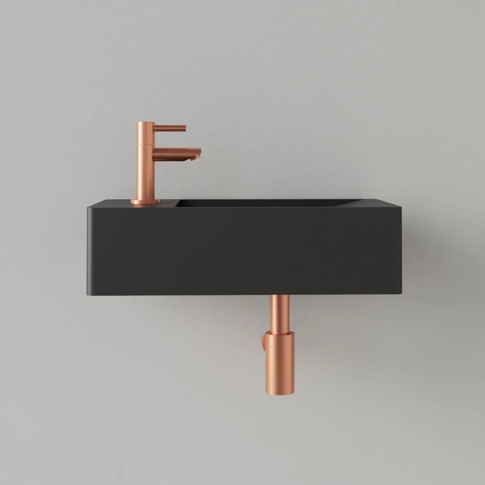 Sanigoods Luko fontein 40x22cm links met kraangat mat zwart