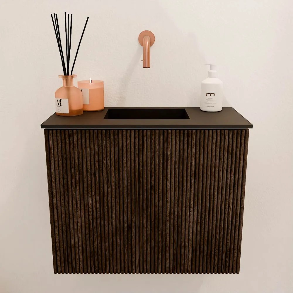 Mondiaz Joya 50cm toiletmeubel walnut met wastafel faye midden zonder kraangat urban