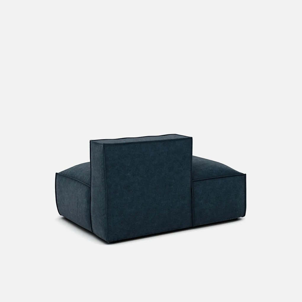 Loungebank element links voor modulaire bank, in fluweel met structuur, SEVEN