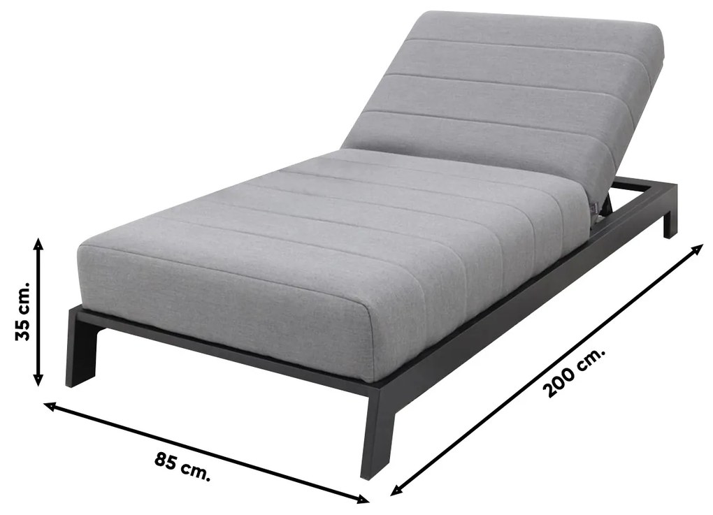 Mexico sunbrella ligbed 200x85 cm. - Lichtgrijs