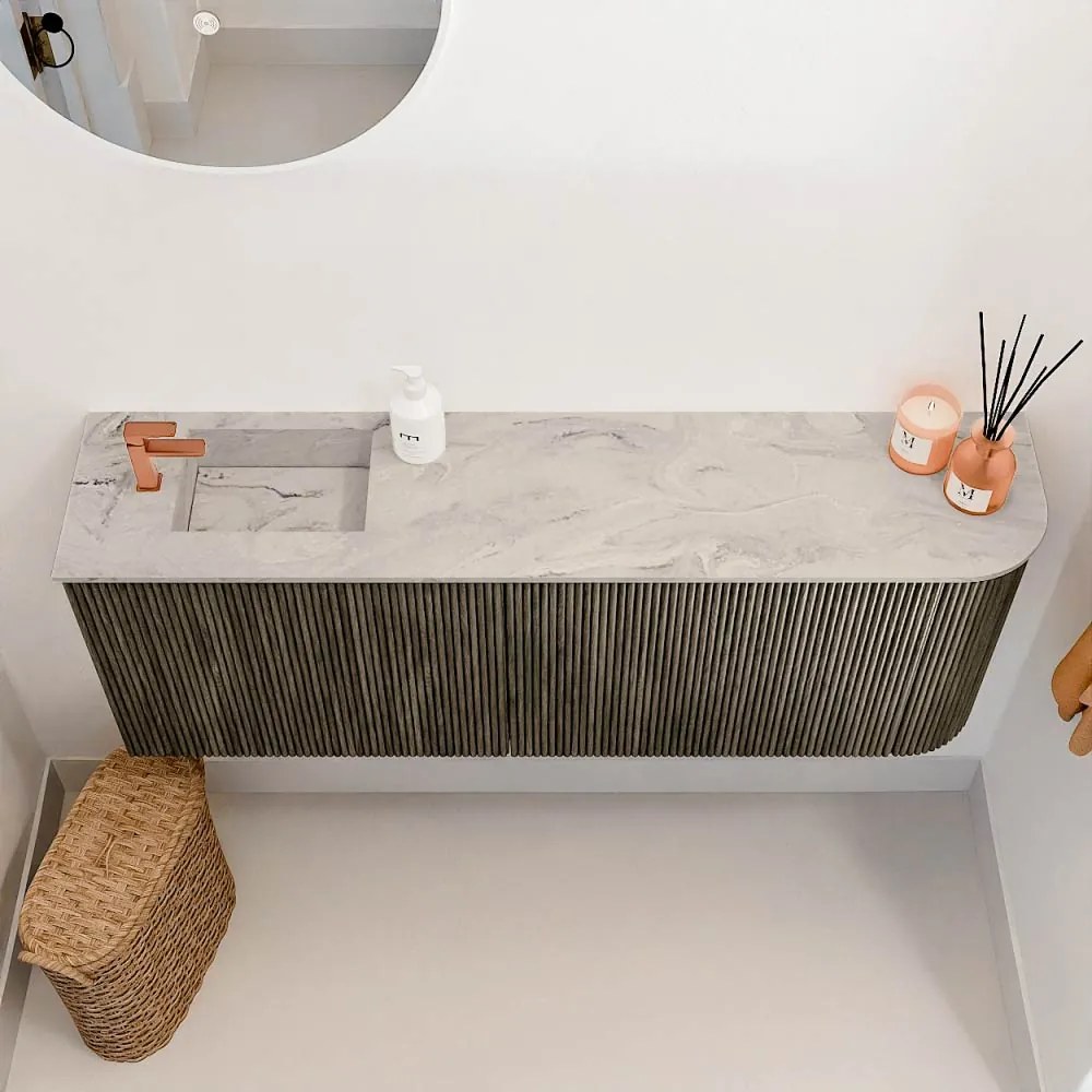 Mondiaz Joya DLux 110cm toiletmeubel ronding rechts shadow met wastafel faye links 1 kraangat glace