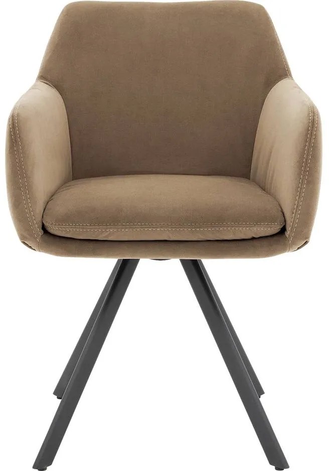Goossens Excellent Eetkamerstoel Binn beige stof graden draaibaar met return functie met armleuning, stijlvol landelijk
