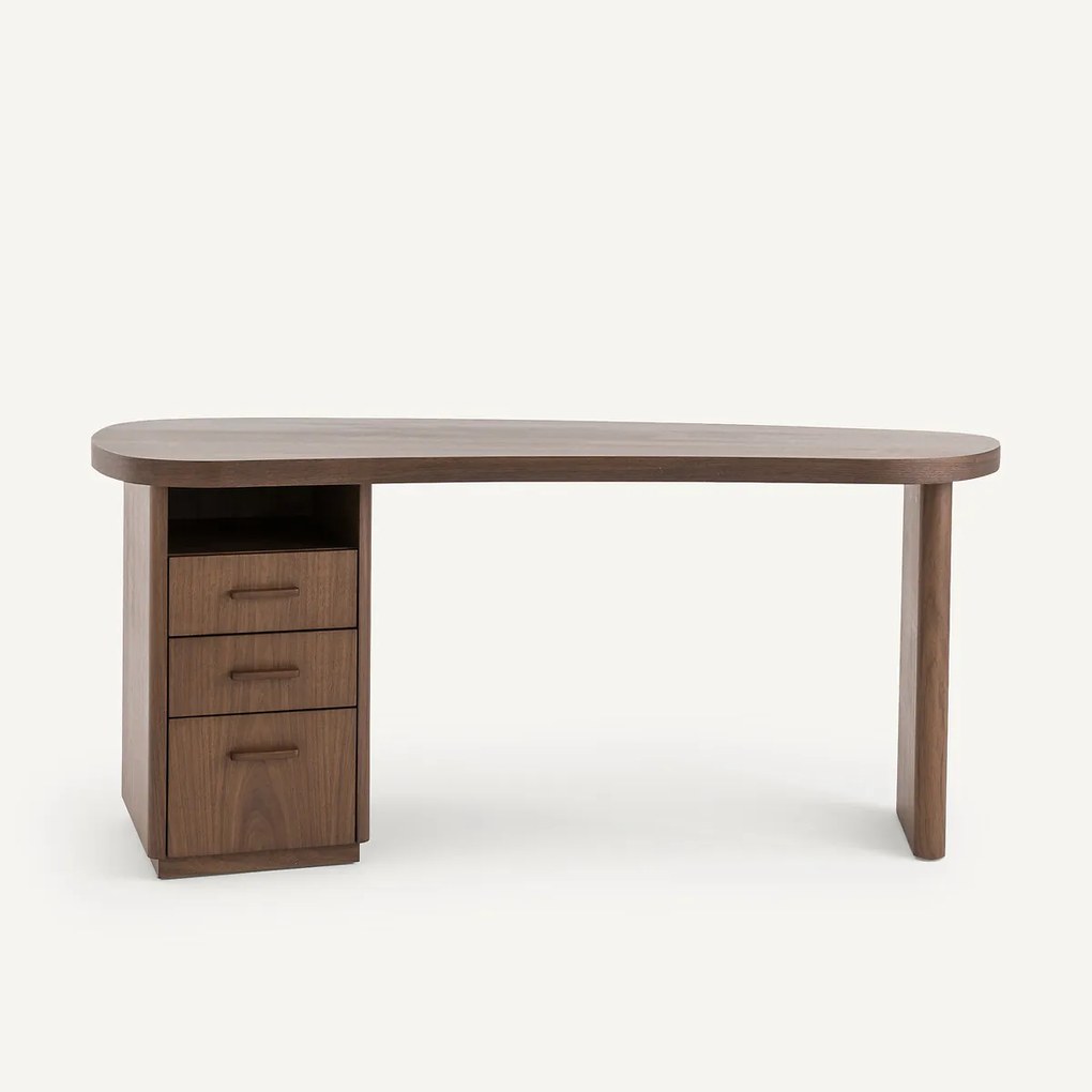 Bureau met organische vorm in notenhout en fineer, Pali