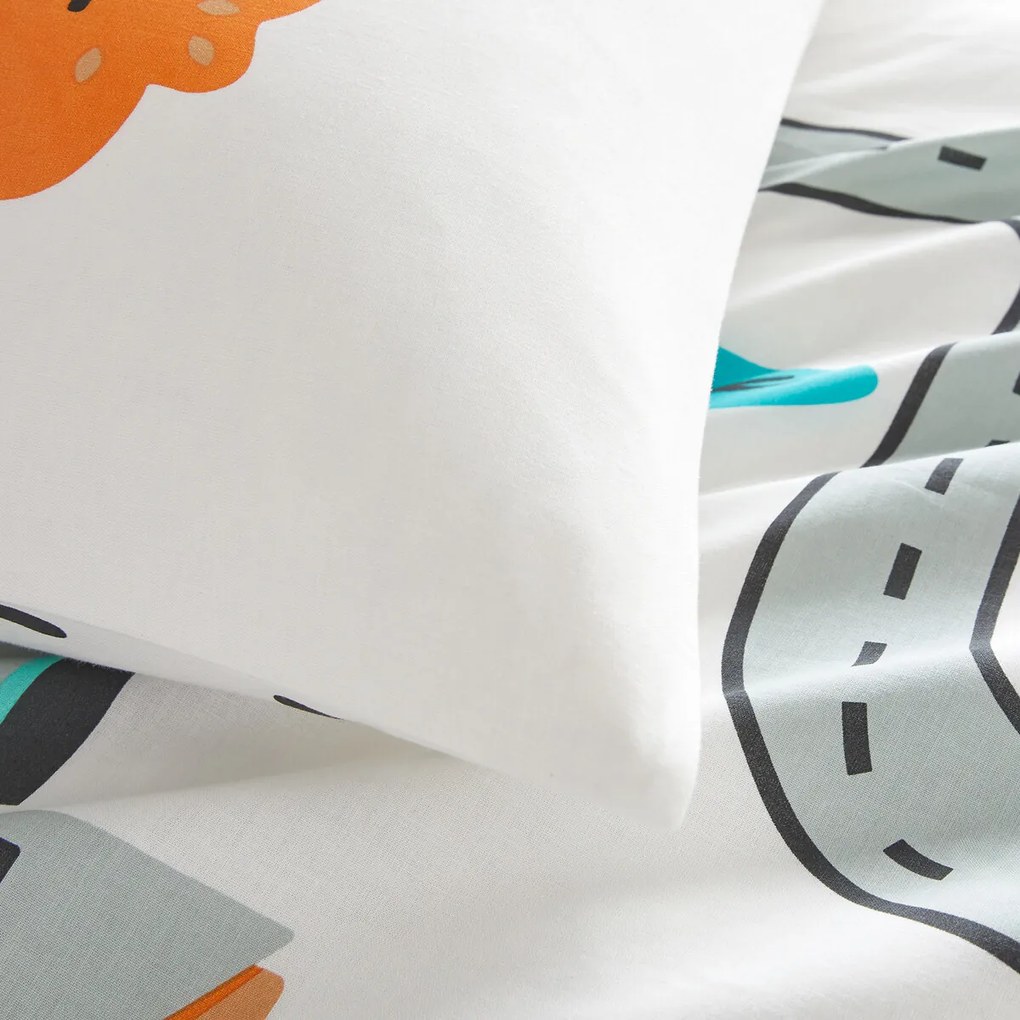 Bedset in katoen, vierkantige kussensloop, Circuit