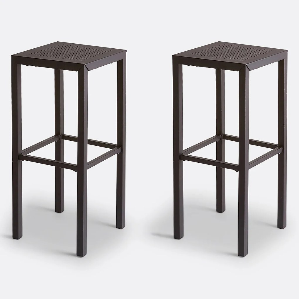 Set van 2 barkrukken in geperforeerd staal metaal, Choe