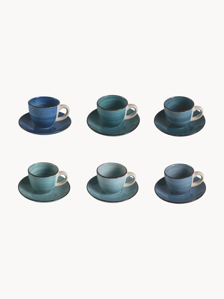 Espressokopjes Baita Acqua met schoteltjes, set van 6