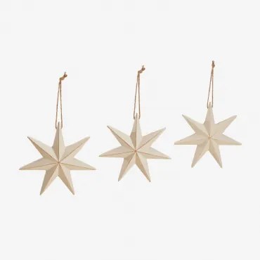 Pack Van 3 Kerstdecoraties Van Mdf Perg Beige – Crème & 15 X 15 Cm - Sklum