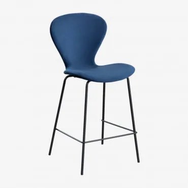 Hoge Kruk In Fluweel Uit Blauw & ↑66 Cm & Zwart - Sklum