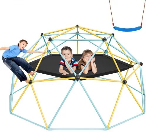 VEVOR Klimkoepel 3,04 m Geometrisch klimrek met hangmat en schommel, voor kinderen van 3 tot 10 jaar, klimrek 340 kg draagvermogen, met klimgreep, speeltoestel voor in de tuin