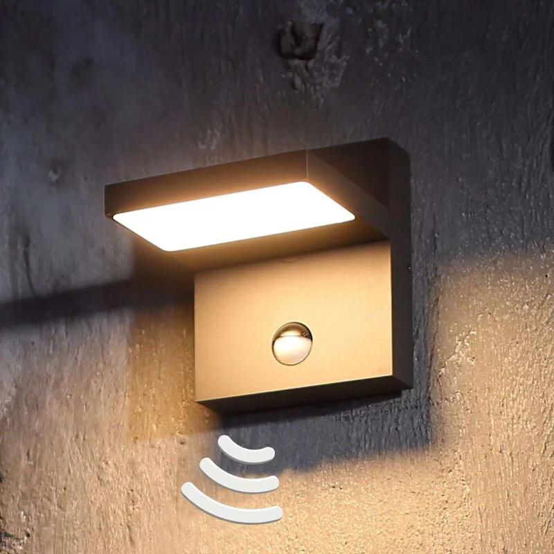 LED buitenwandlamp Silvan, donkergrijs, met sensor