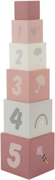 Stacking blocks numbers - Pink - Houten speelgoed