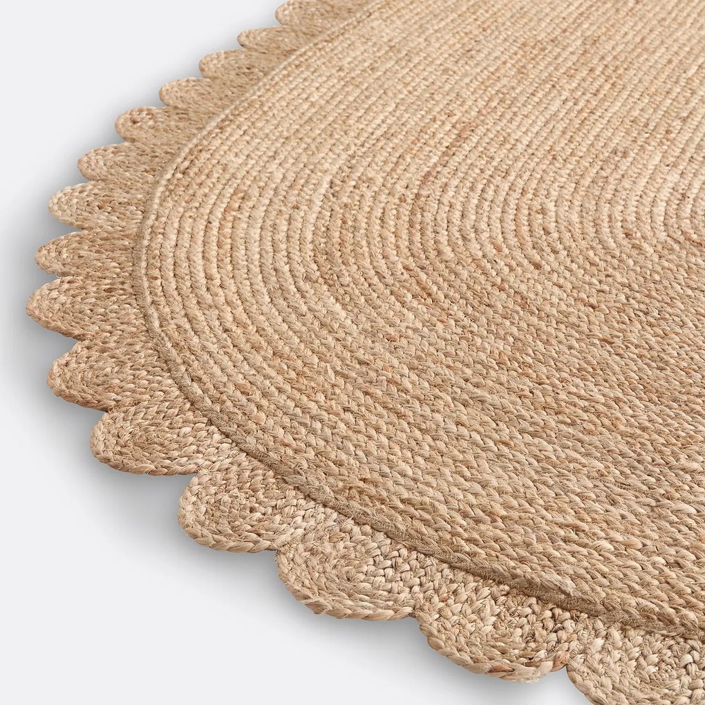 Ovalen vloerkleed in jute, Aftas