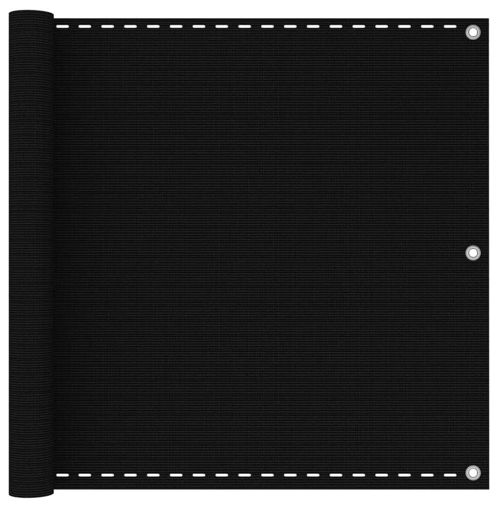 vidaXL Balkonscherm 90x600 cm HDPE zwart