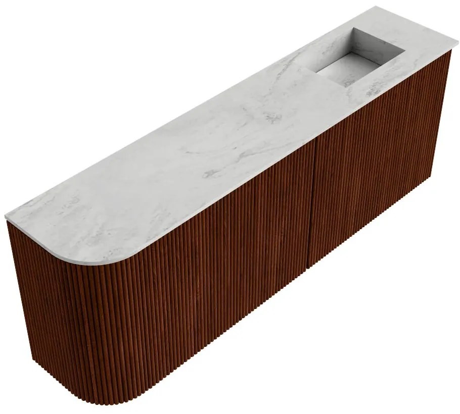 Mondiaz Joya DLux 110cm toiletmeubel ronding links ruby met wastafel faye rechts zonder kraangat opalo