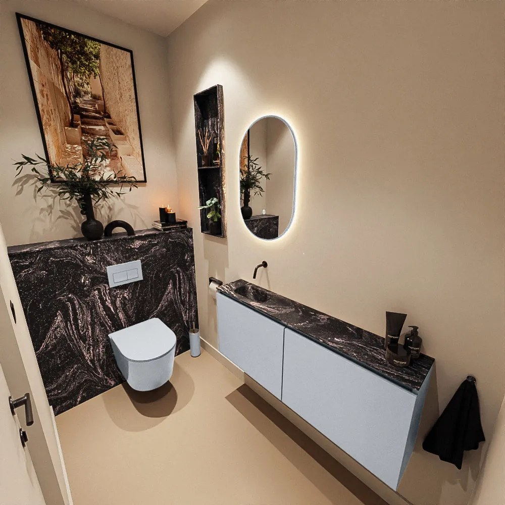 Mondiaz Ture DLux toiletmeubel 120cm clay met wastafel lava links zonder kraangat